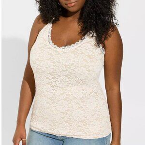 Torrid Stretch Lace V-Neck Cami Dew (Cream) Size 4